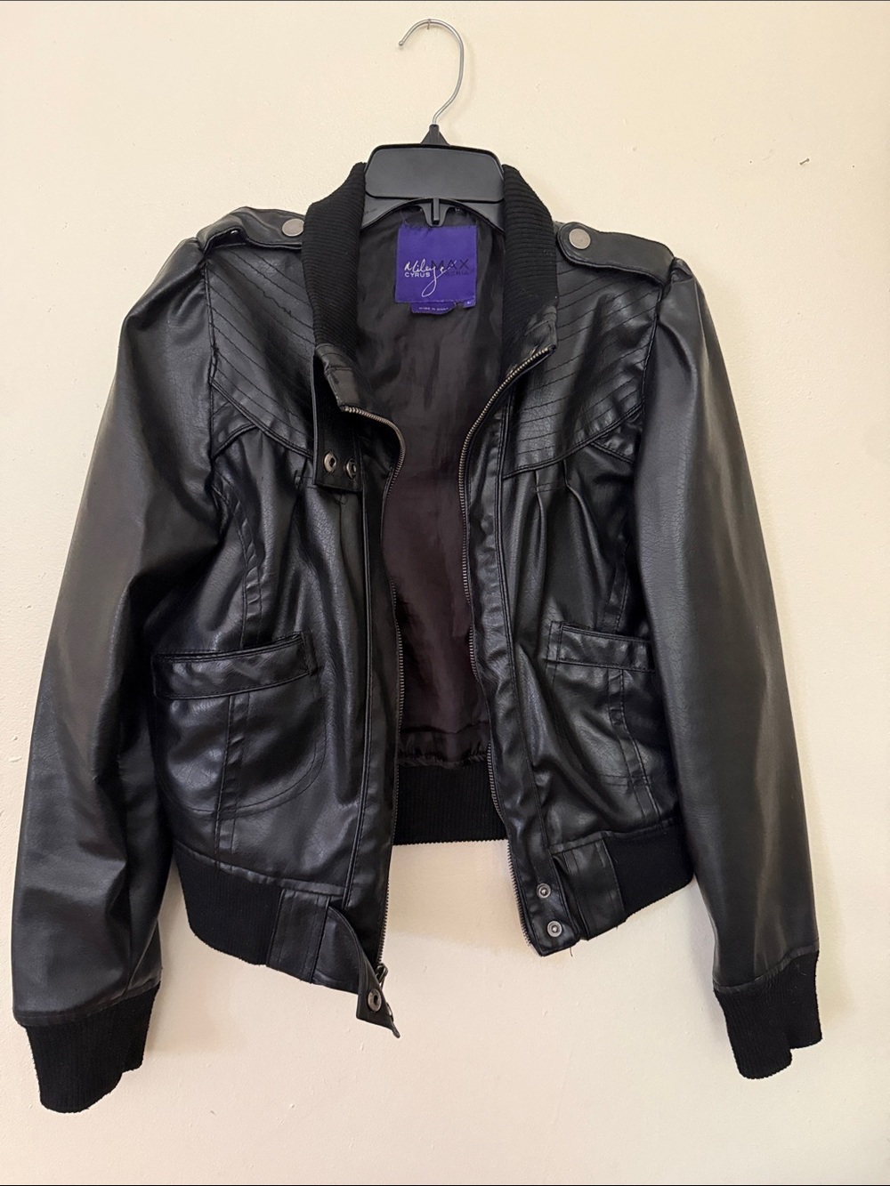 Miley Cyrus Max Azria Bomber Jacket with Ribbed Trim